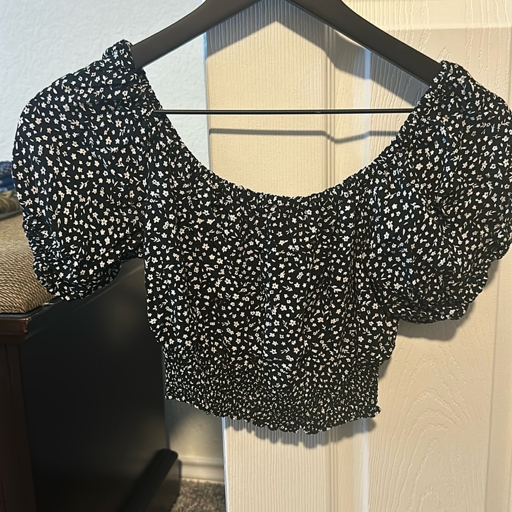 Garage off the shoulder crop top